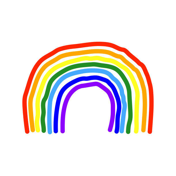 彩虹图标。彩色剪影。美丽的草图。矢量平面图形手绘插图。白色背景上的孤立对象。隔离。图片下载