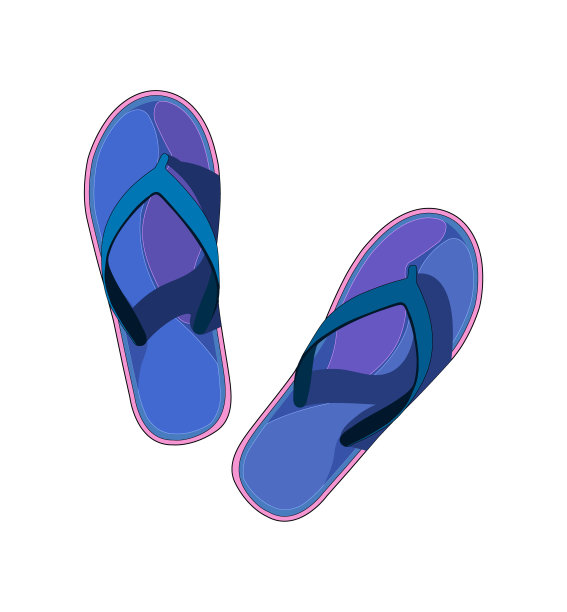 橡胶蓝色沙滩拖鞋孤立在白色背景图片下载