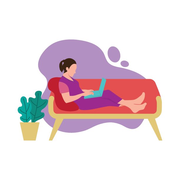 女性在家做插画图片下载