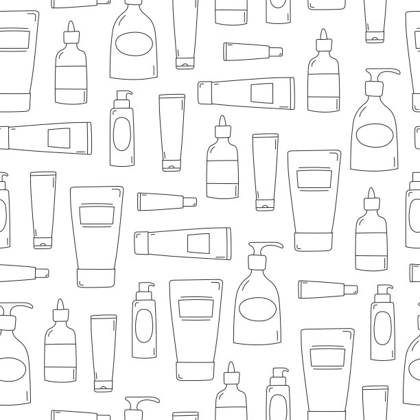 线条艺术涂鸦瓶和管的白色背景图片下载