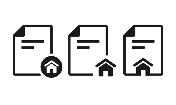 文件文件与房子图标。房地产合同。图片下载