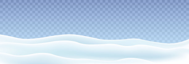 雪堆在png背景。冬季雪景装饰，美丽的雪堆壁纸，冰冻的山与雪岸纹理，空雪岸的田野全景。贺卡。图片下载