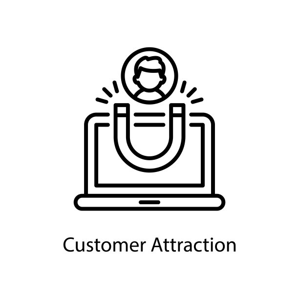 客户吸引矢量轮廓图标设计插图。Web和移动应用程序符号在白色背景EPS 10文件图片下载
