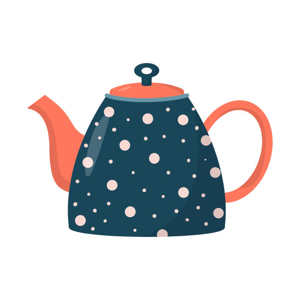 可爱的陶瓷彩色茶壶。厨房陶器项目孤立在白色背景。手绘平面矢量插图图片下载