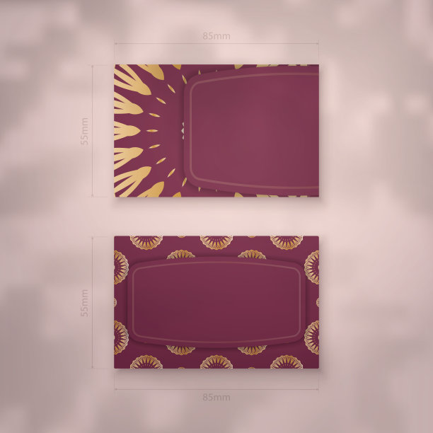 名片颜色为勃艮第色，饰以曼荼罗金饰。图片下载