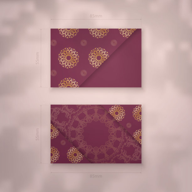 勃艮第名片模板与希腊黄金饰品为您的品牌。图片下载