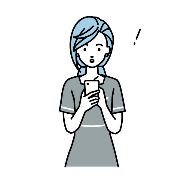 一名女美容师发现并注意到有东西站在那里，向里面看，手里拿着智能手机图片下载