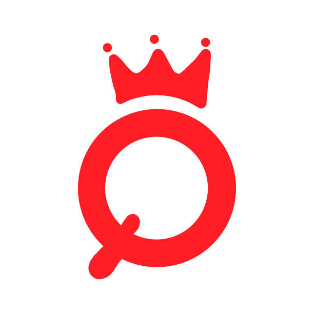 红心皇后矢量插图。一个红色q，顶部是皇冠，底部是红心。海报和t恤图片下载