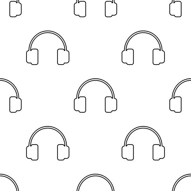 向量耳机模式。耳机符号轮廓。图片下载