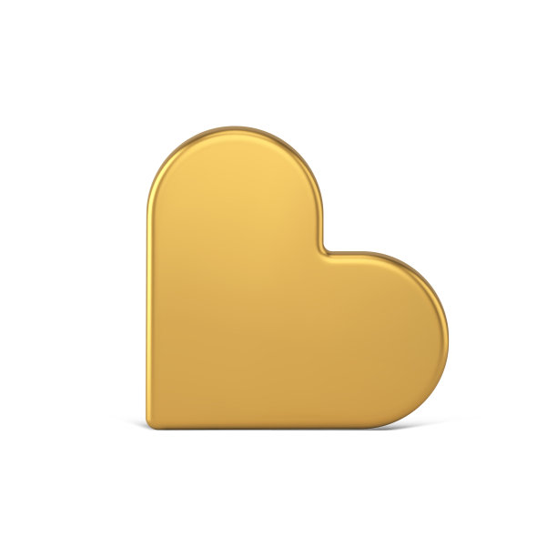 可爱的黄金心形装饰装饰小雕像节日逼真的矢量插图图片下载