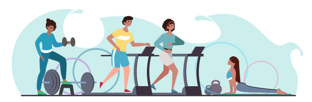 年轻的男女运动员在体育馆做运动图片下载