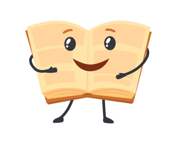 人文学科的书。翻开纸质教材进行习题，卡通人物图标矢量插图图片下载