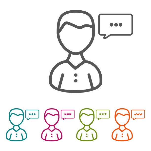 矢量人聊天图标在细线风格和平坦的设计。图片下载