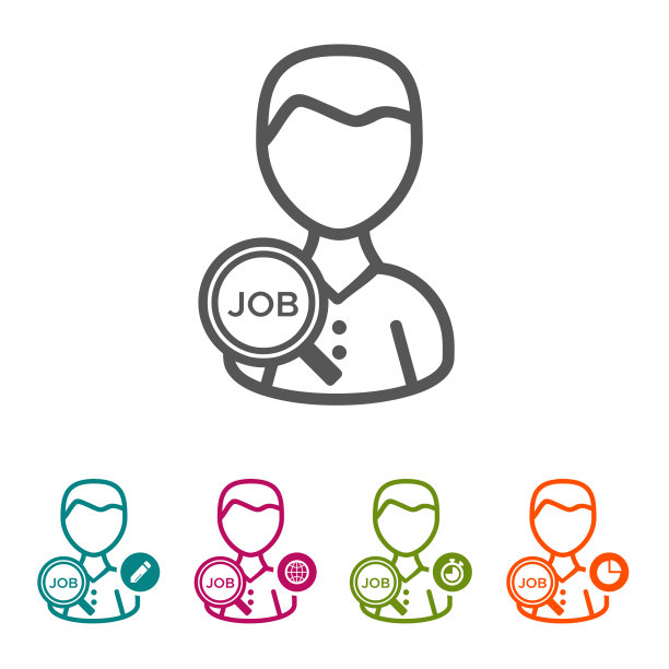 矢量女人与工作镜头图标在细线风格和平坦的设计。图片下载