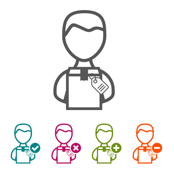 矢量人与包装图标在细线风格和平坦的设计。图片下载