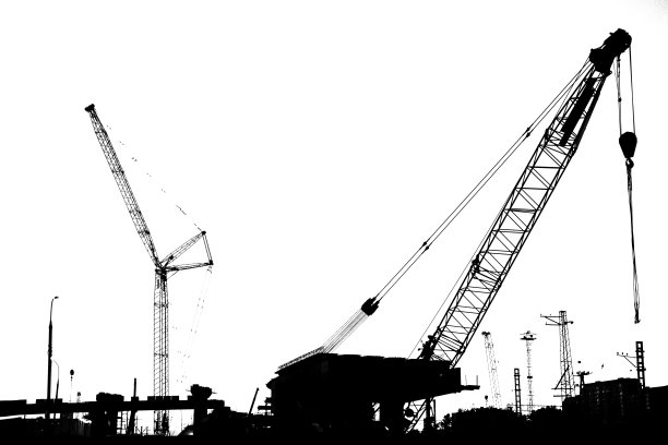 起重机的轮廓轮廓在白色背景上图片下载