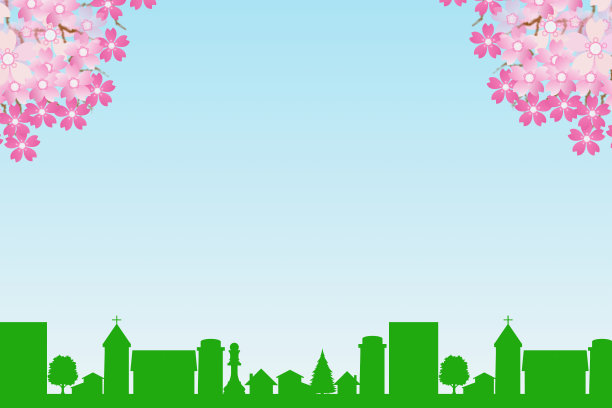 城市风景和樱花图片下载