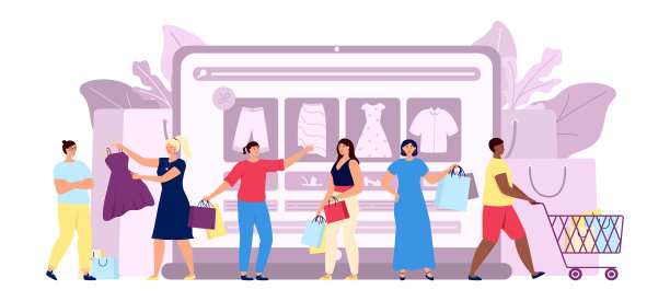 网上购物的概念。人们在网上商店买衣服图片下载