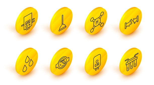 设置线水过滤器，电锅炉，仪表，落锤，破管，水龙头，橡胶柱塞，气体图标。向量图片下载