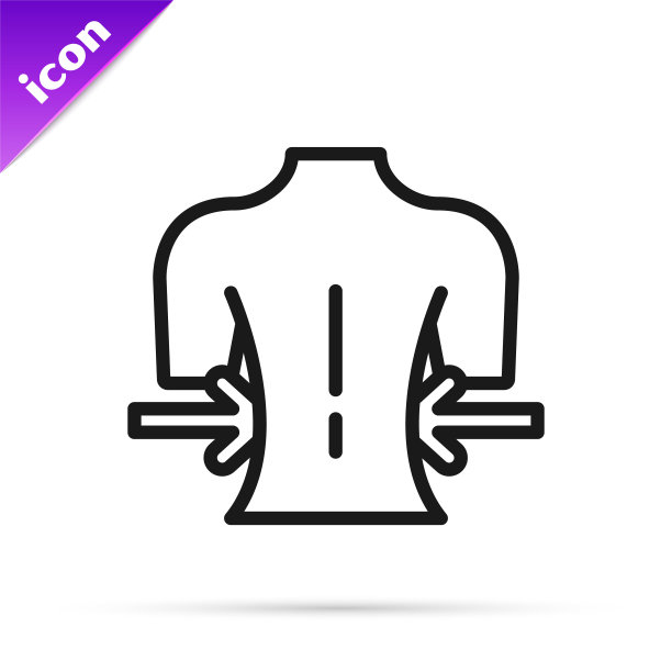 黑线按摩图标孤立在白色背景。放松、休闲。向量图片下载