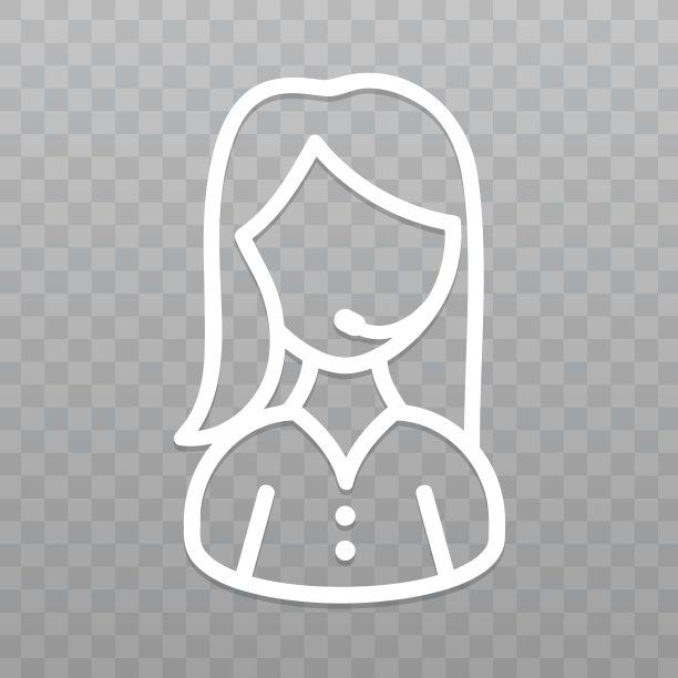 细线呼叫中心操作员图标。支持热线女子透明背景。图片下载