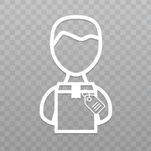 细线人与包装图标。透明背景上的邮差图标。图片下载