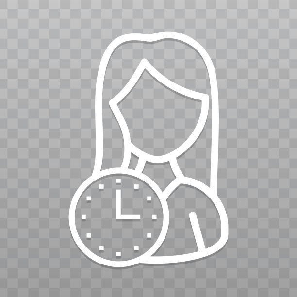 时钟细线图标：透明背景上的日期图片下载