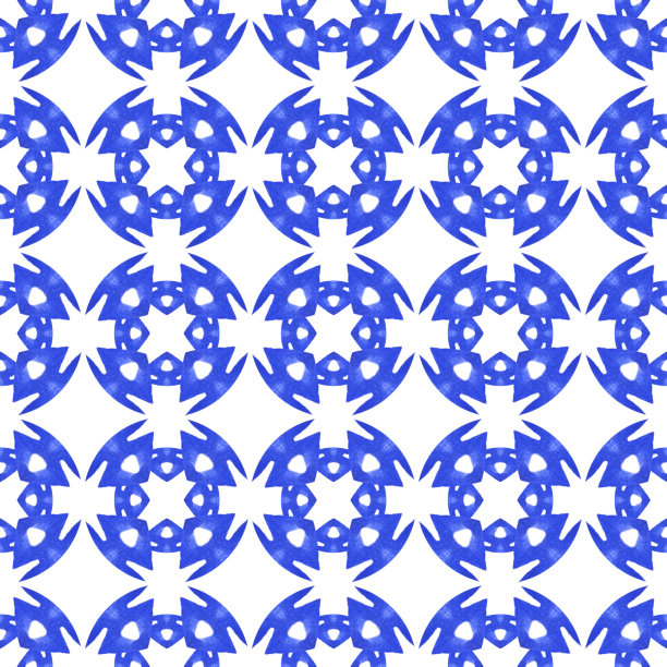 水彩蓝上白底无缝图案01图片下载