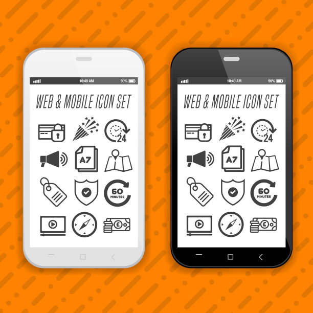 优雅的智能手机与图标，应用程序。手机逼真的Eps10矢量设计。图片下载