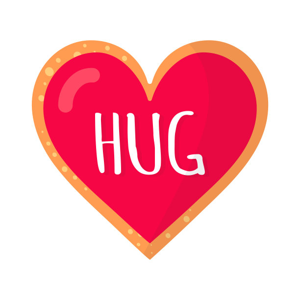 姜饼心形饼干与拥抱题字图片下载