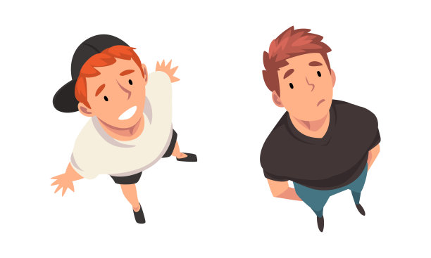 男人角色从上面的向量集向上看图片下载