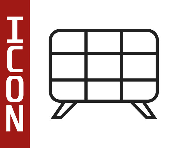 黑线太阳能面板图标孤立在白色背景。向量图片下载