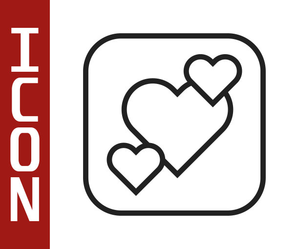 黑线心脏图标孤立在白色背景。浪漫象征着连接、加入、激情和婚礼。情人节快乐。向量图片下载