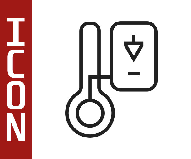 黑线桑拿温度计图标孤立在白色背景。桑拿和洗浴设备。向量图片下载