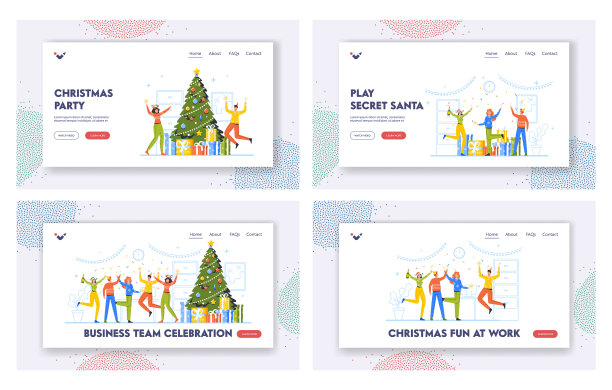 商务团队庆祝登陆页面模板图片下载