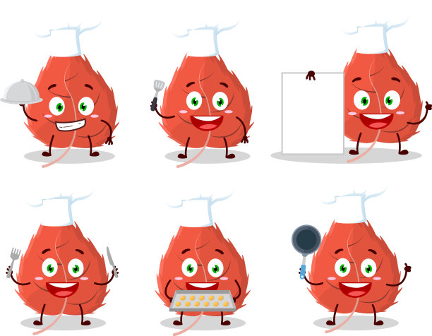 卡通人物桦树叶子与各种厨师图片下载