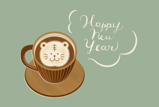 咖啡馆的2022年贺卡模板图片下载