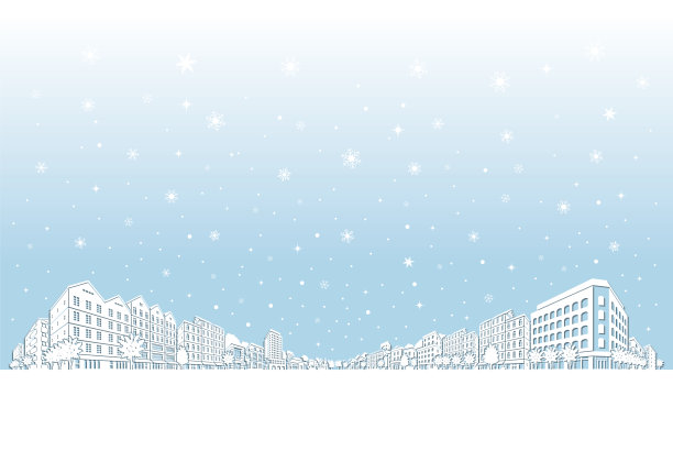 城市风景的雪景插图。图片下载