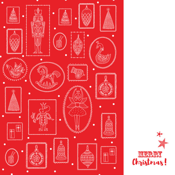 红色圣诞卡片胡桃夹子。图片下载