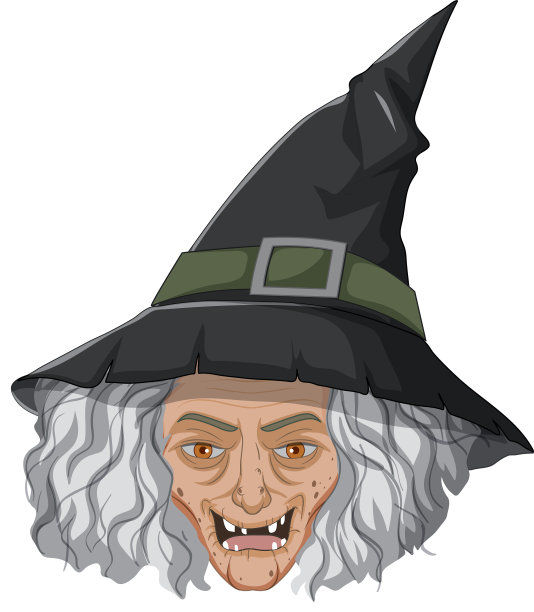白色背景下邪恶的老巫婆的脸图片下载