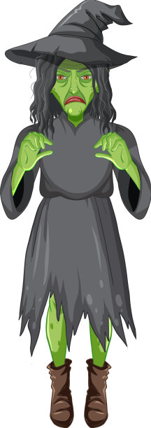 白色背景上的绿色老巫婆字符图片下载