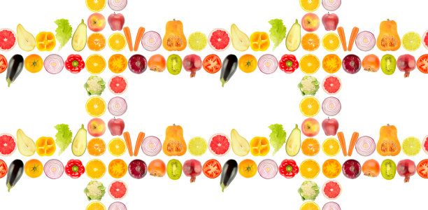 大尺寸无缝花纹。新鲜蔬菜和水果图片下载