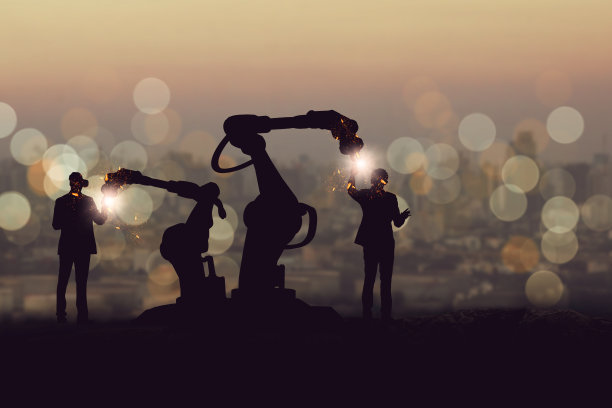 轮廓工业和商业趋势，未来数字自动化，概念数字趋势，新现代先进技术人工智能或AI，机器学习自动化，机器学习图片下载