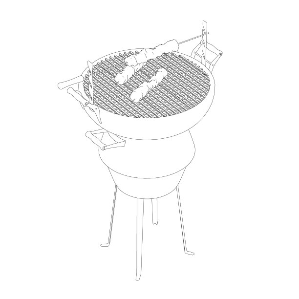 烧烤轮廓与烧烤从黑色线条隔离在白色背景。等距视图。矢量图图片下载