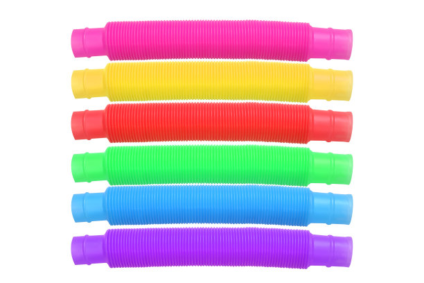 时髦的彩色玩具pop tubes。抗压力玩具孤立在白色背景。图片下载