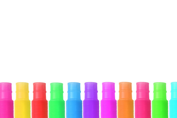 时髦的彩色玩具pop tube在白色的背景图片下载