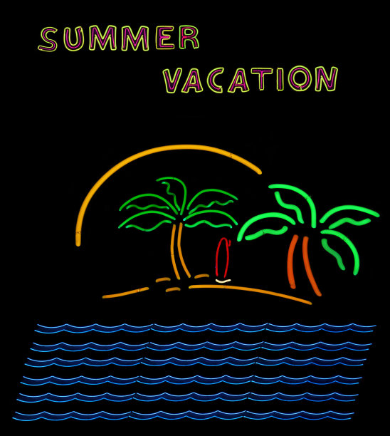 照片合成复古霓虹灯暑假图片下载