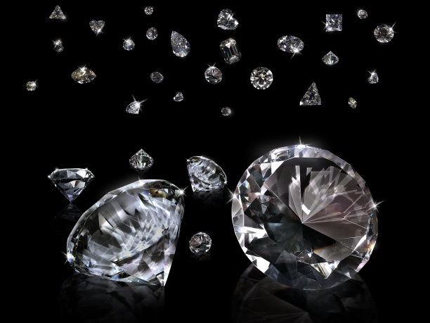 耀眼的钻石在黑色的背景图片下载