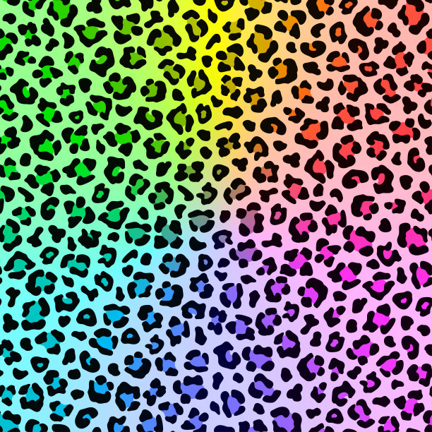 辐射彩虹多色豹纹。向量图片下载