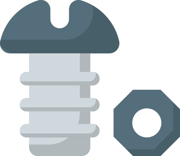 钢螺母螺栓概念矢量彩色图标设计，汽车服务和汽车修理店标志，卡车备件标志，汽车技术员设备库存插图图片下载